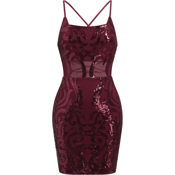 Women's Sparkly Sequin Bodycon Mini Dress Party Nightclub Homecoming - Picture 6 of 6